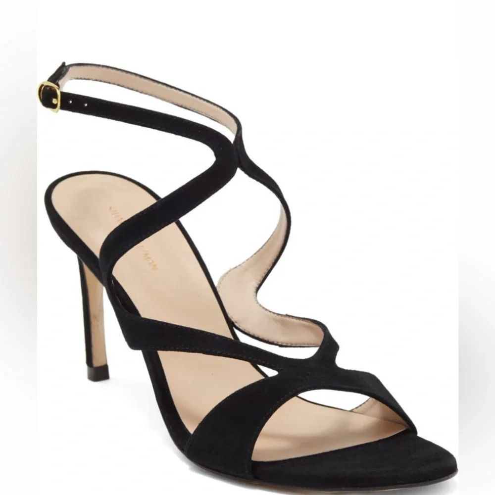 Stuart Weitzman, Mariposa 80 Heeled Sandal, Black, US 10